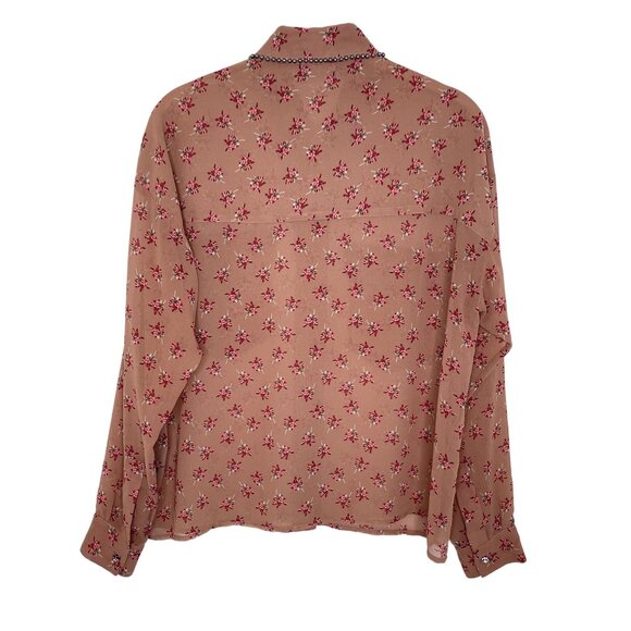 The Kooples Sheer Floral Beaded Rose Shirt, S - Picture 2 of 10